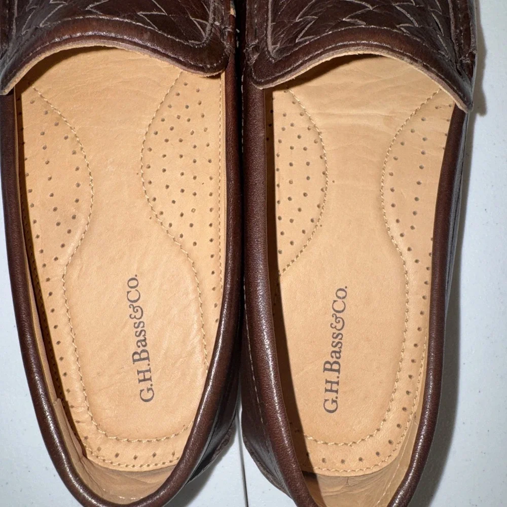 GH Bass & Co Men's Bass Wheldon Weave Loafers Size 11 1/2 Brown Leather Preppy